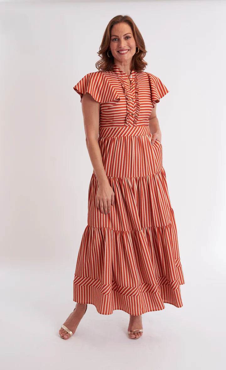 Doon Dress (Terracotta Stripe)