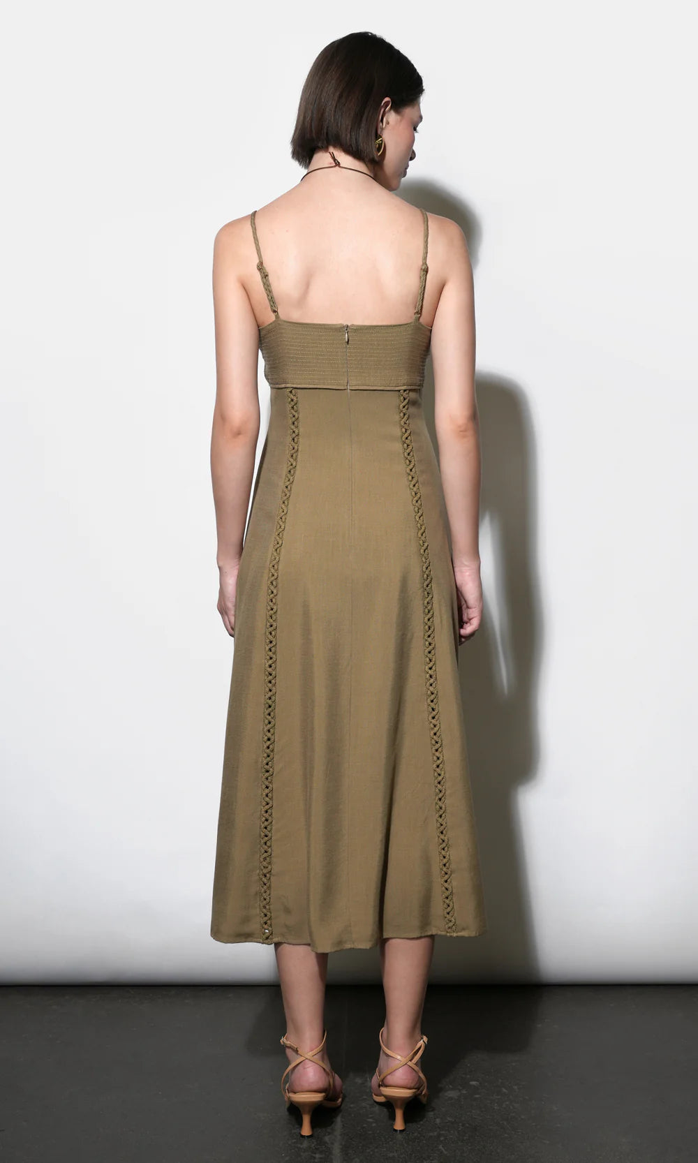 Ivy Embroidered Lace Midi Dress (Dusted Ochre)