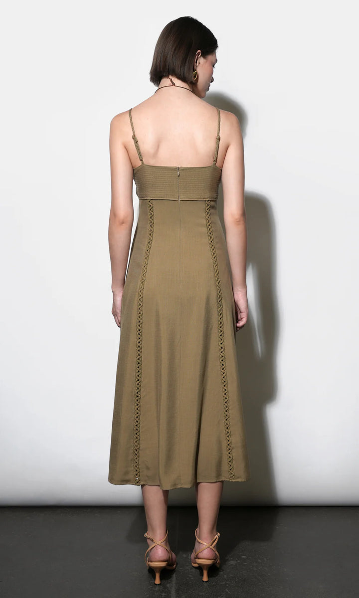 Ivy Embroidered Lace Midi Dress (Dusted Ochre)