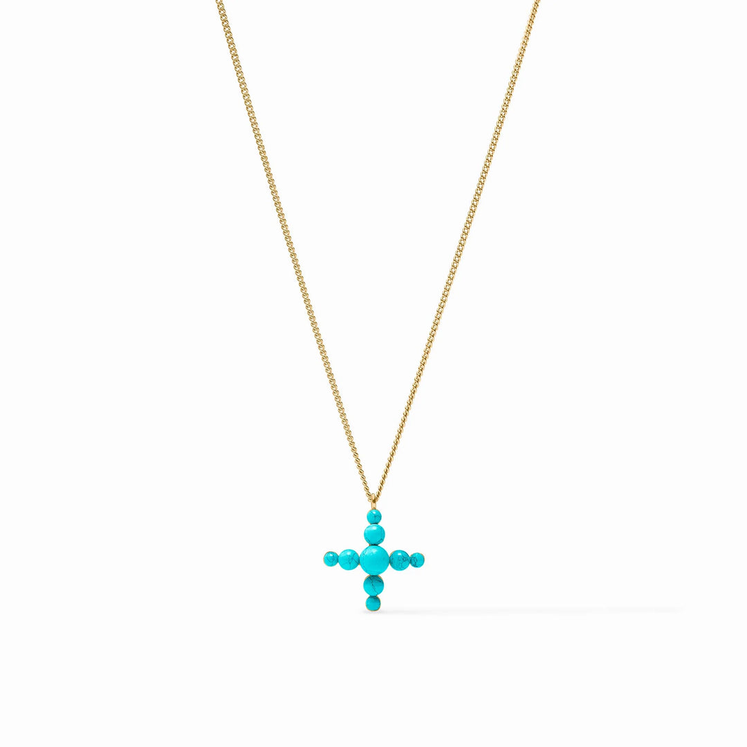 Gumdrop Cross Delicate Necklace (Turquoise)