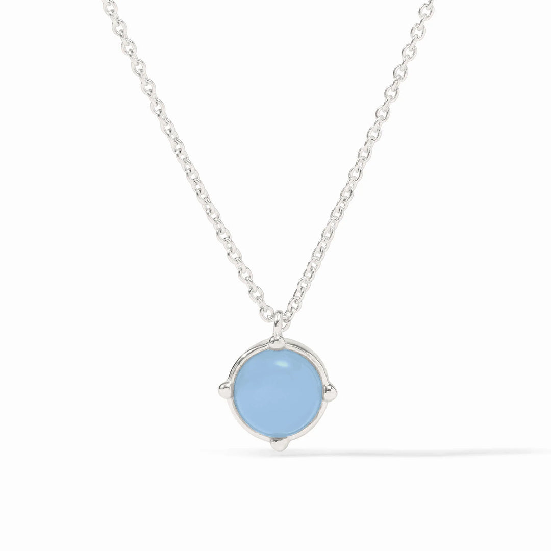 Honeybee Solitaire Necklace (Silver/Chalcedony Blue)