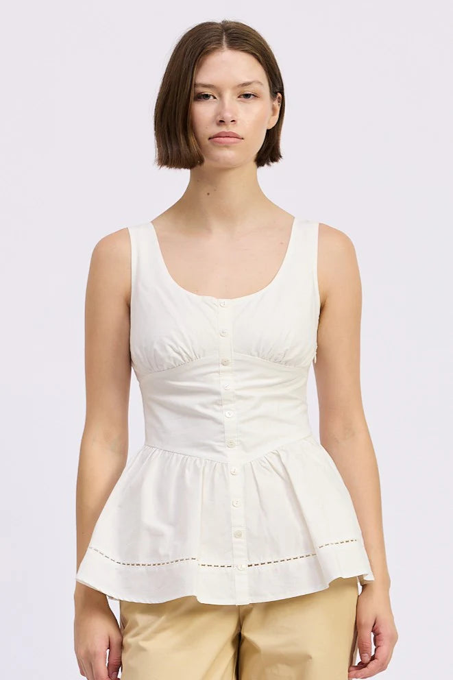 Brittany Peplum Top (White)