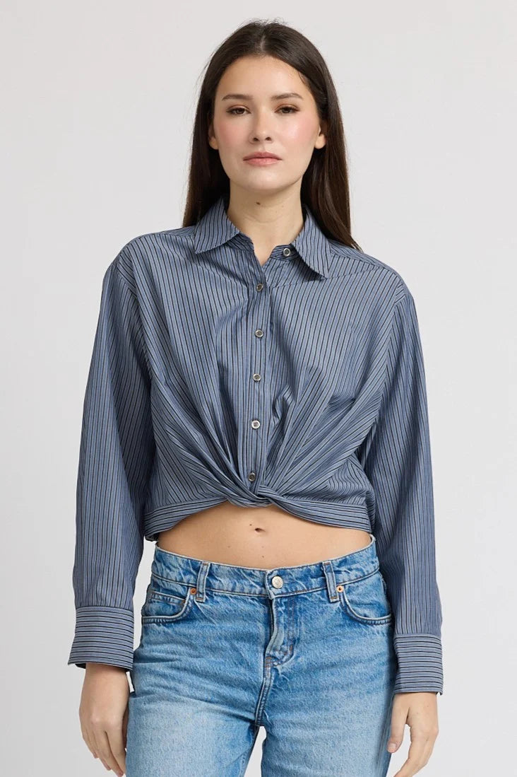Joanne Shirt Top (Navy/Ivory)