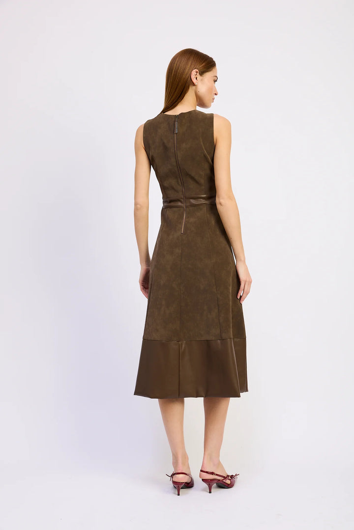 Miller Mixed Media Dress (Brown)