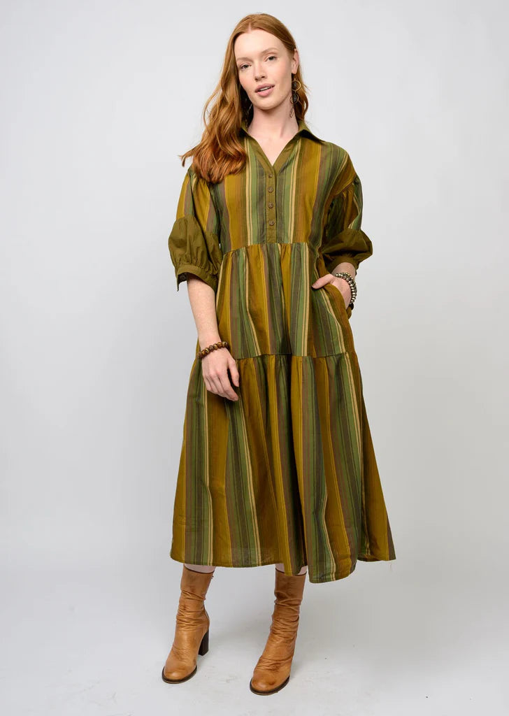 Variegated Stripe Dress (Green)