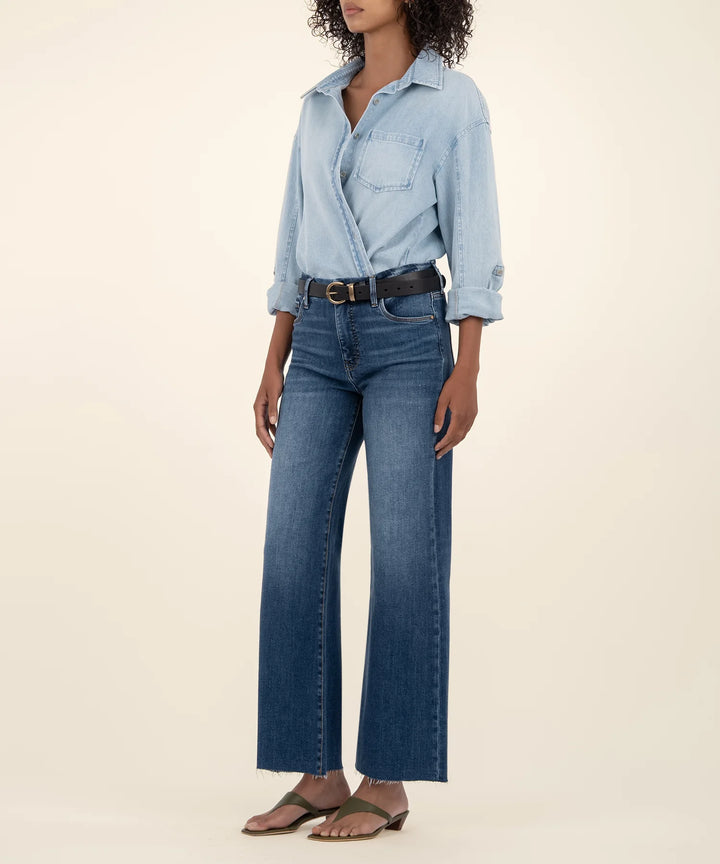 Meg High Rise Wide Leg Raw Hem (Inexhaustible)