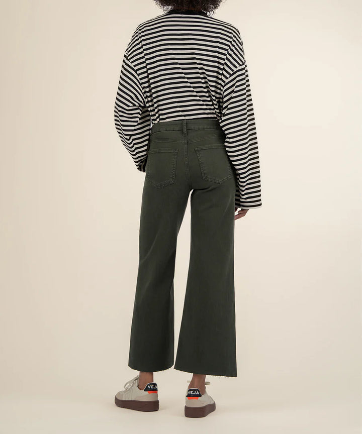 Meg High Rise Wide Leg w Raw Hem (Sherwood Forest)