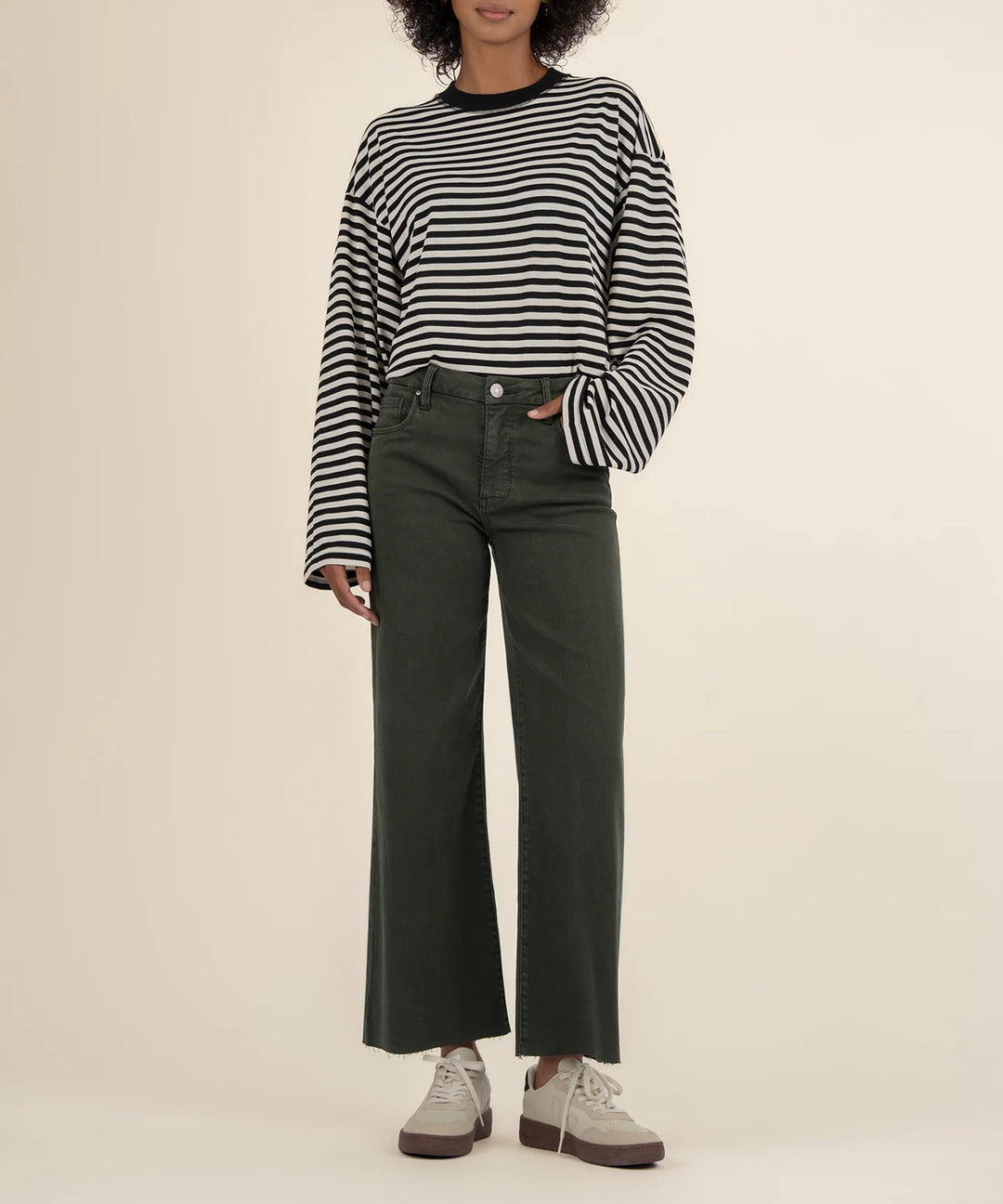 Meg High Rise Wide Leg w Raw Hem (Sherwood Forest)