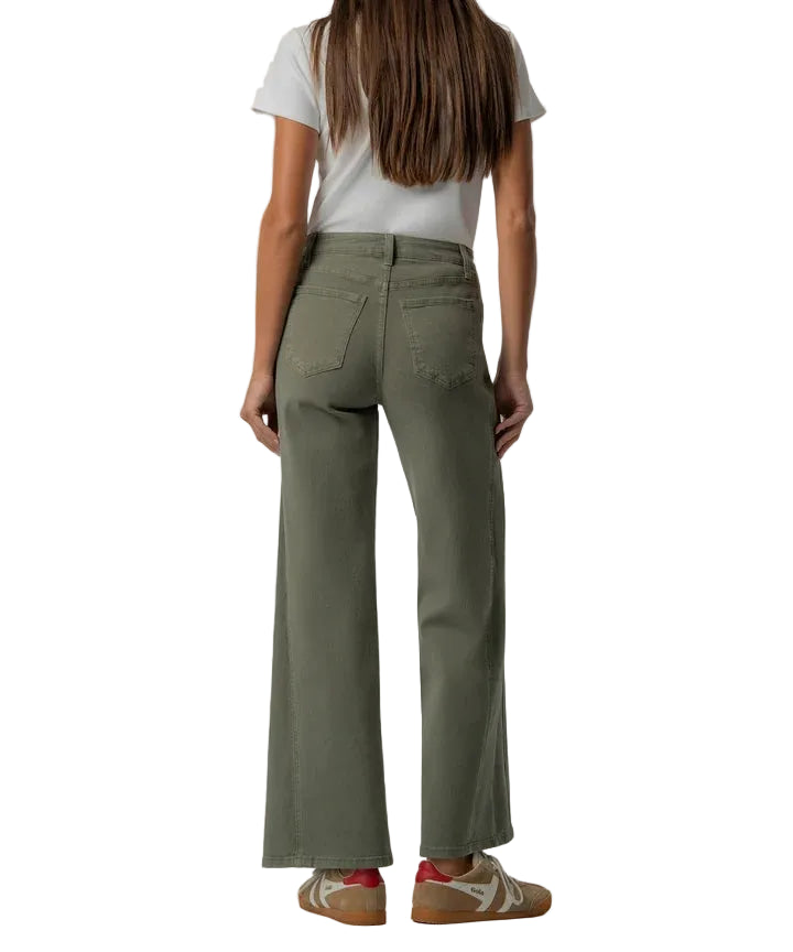 Meg High Rise Wide Leg Side Panel (Juniper Green)