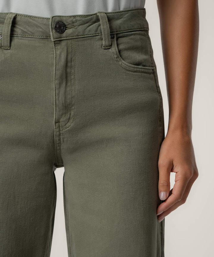 Meg High Rise Wide Leg Side Panel (Juniper Green)
