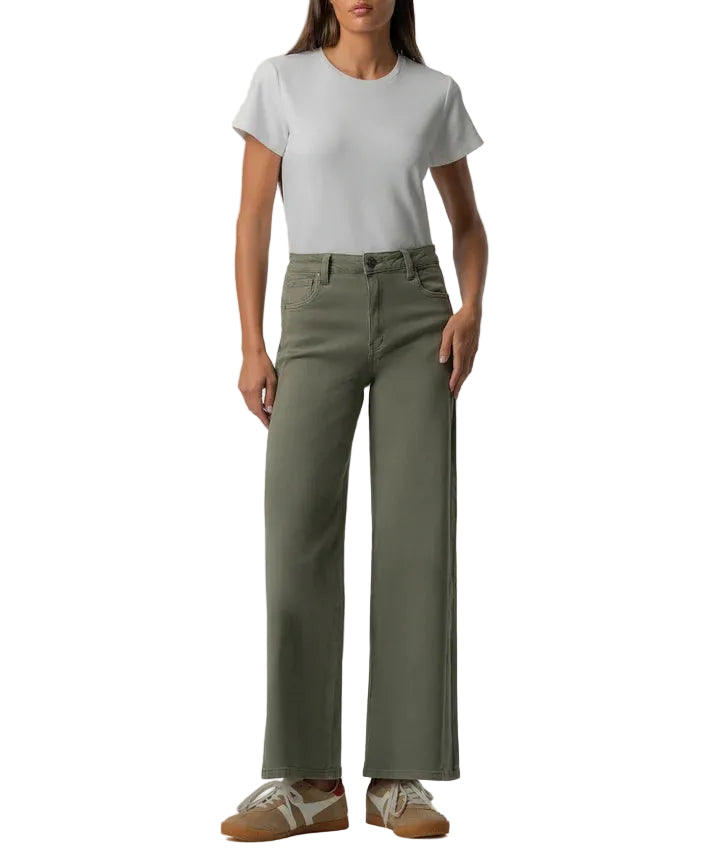 Meg High Rise Wide Leg Side Panel (Juniper Green)