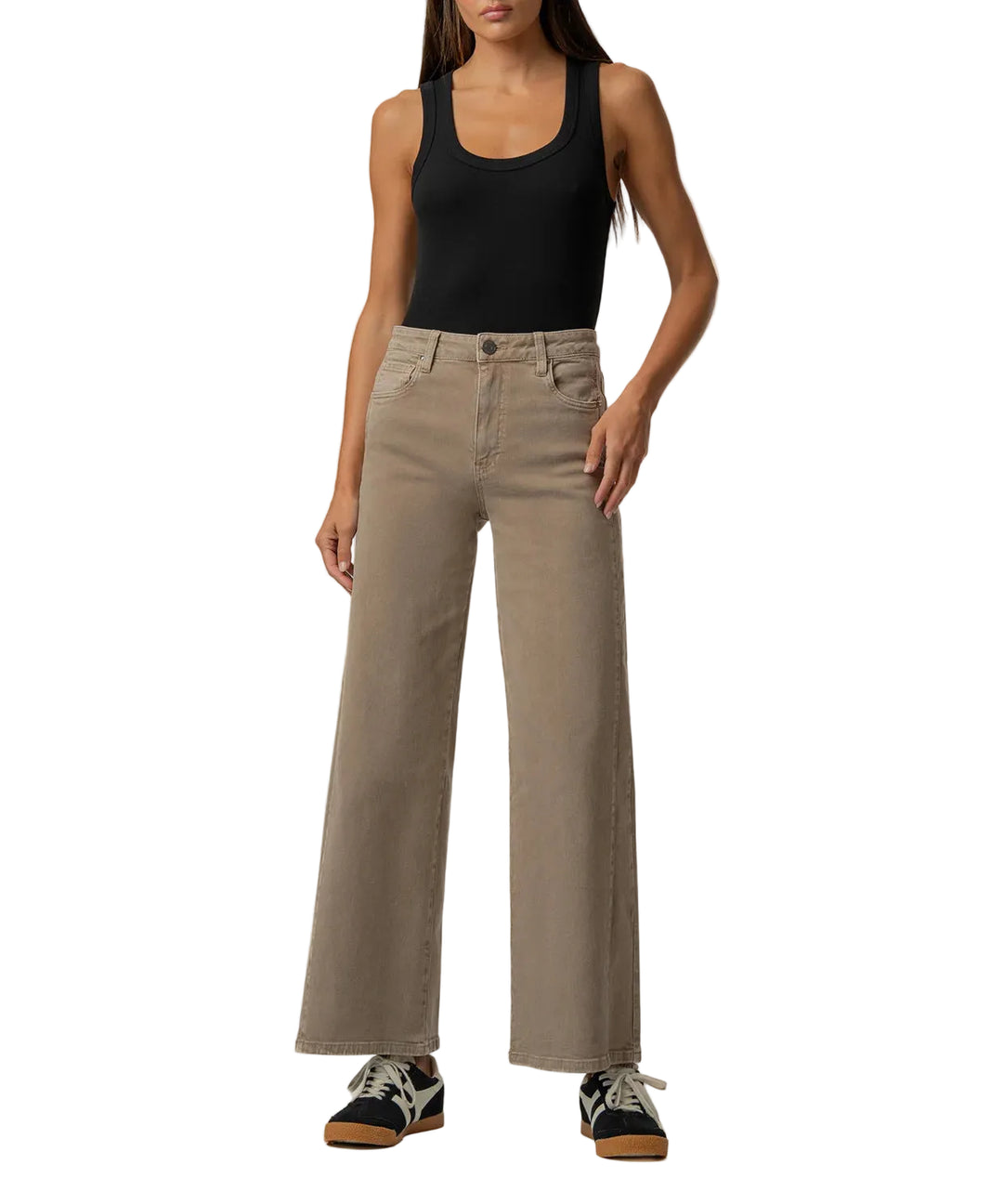 Meg High Rise Wide Leg Side Panel (Milk Tea)