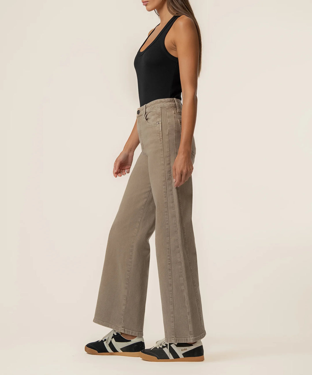 Meg High Rise Wide Leg Side Panel (Milk Tea)