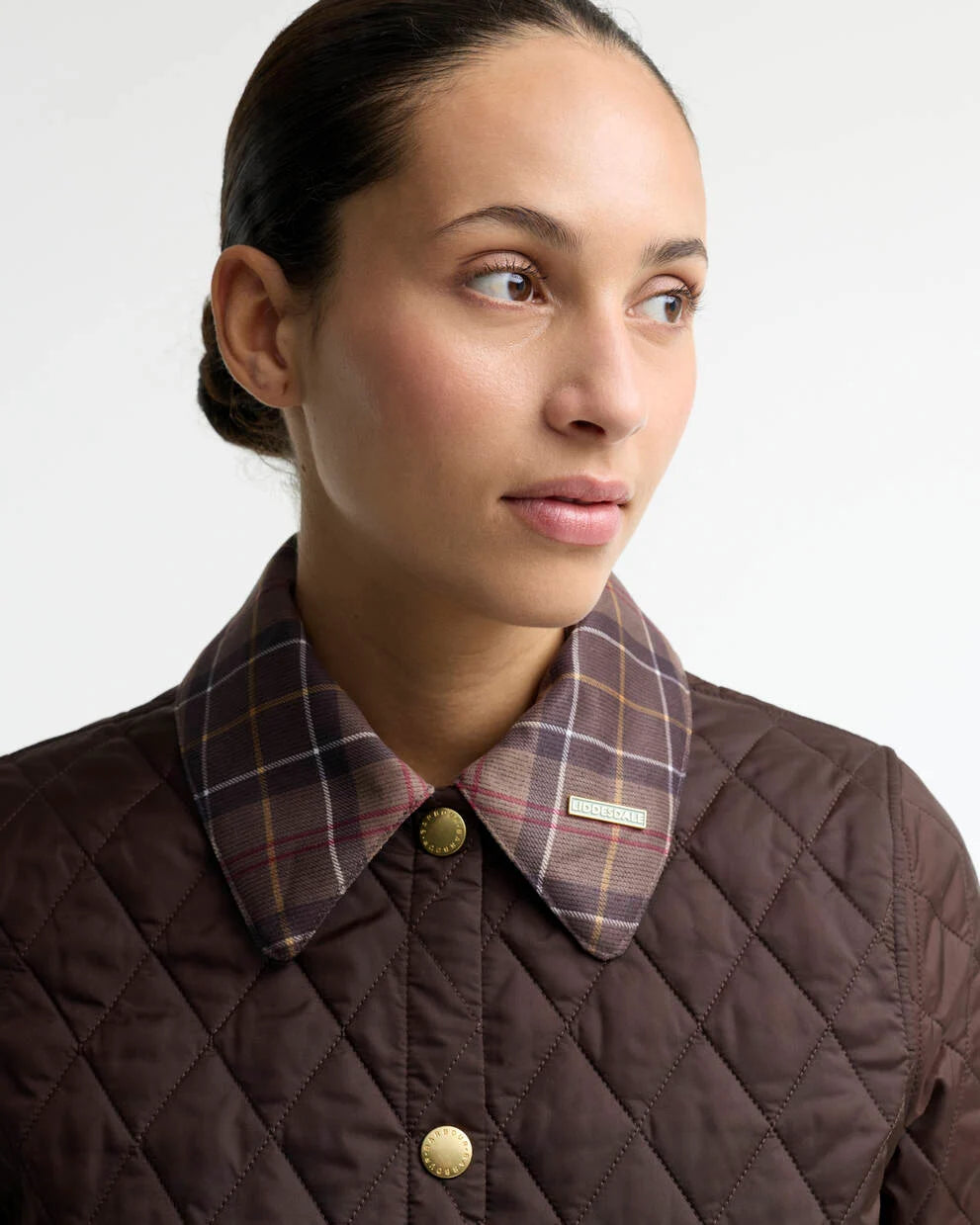 Icons Tartan Collar Cropped Liddesdale Quilted Jacket (Rustic/Muted))