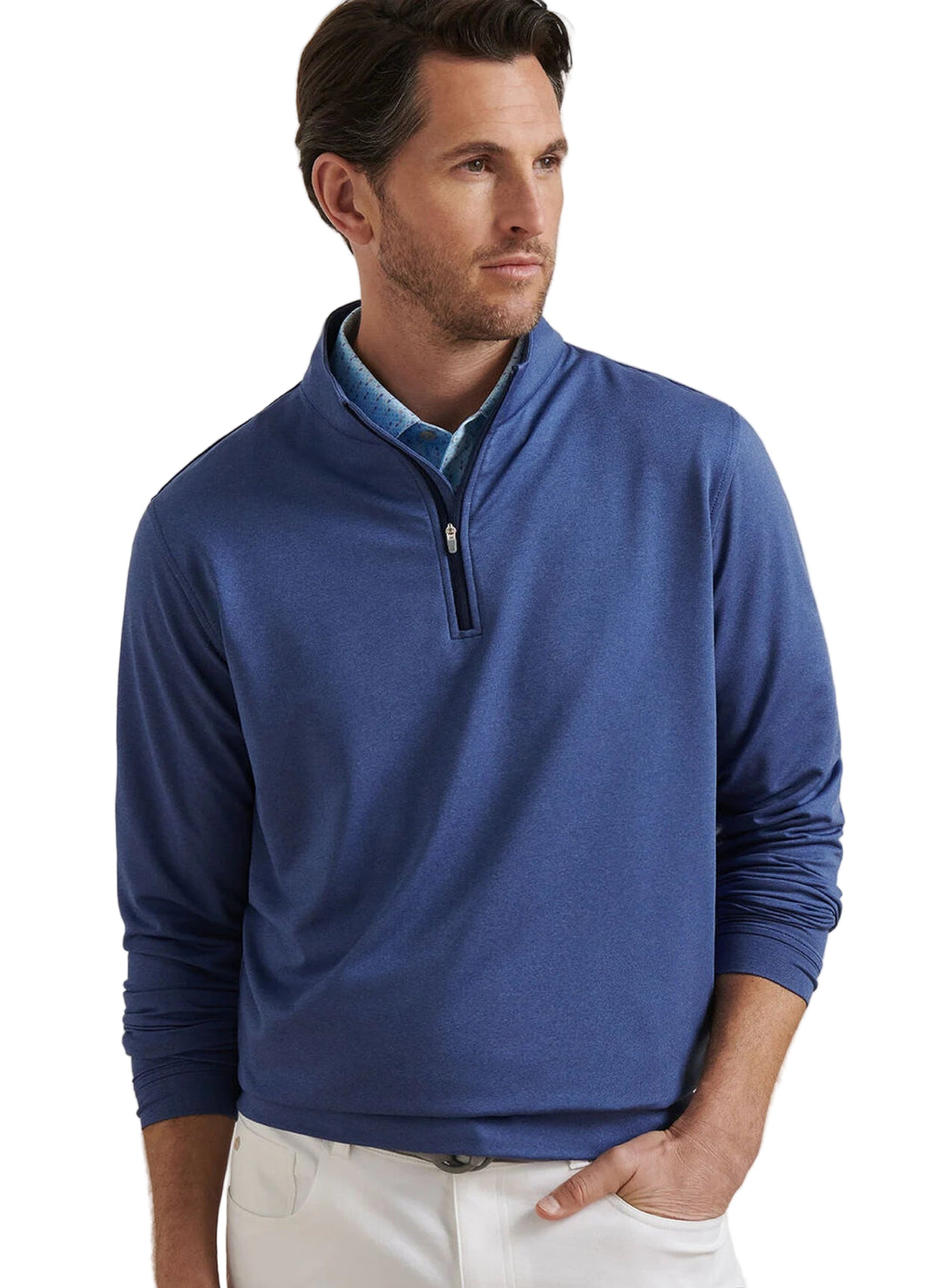 Perth Melange Performance Quarter Zip (Sport Navy)