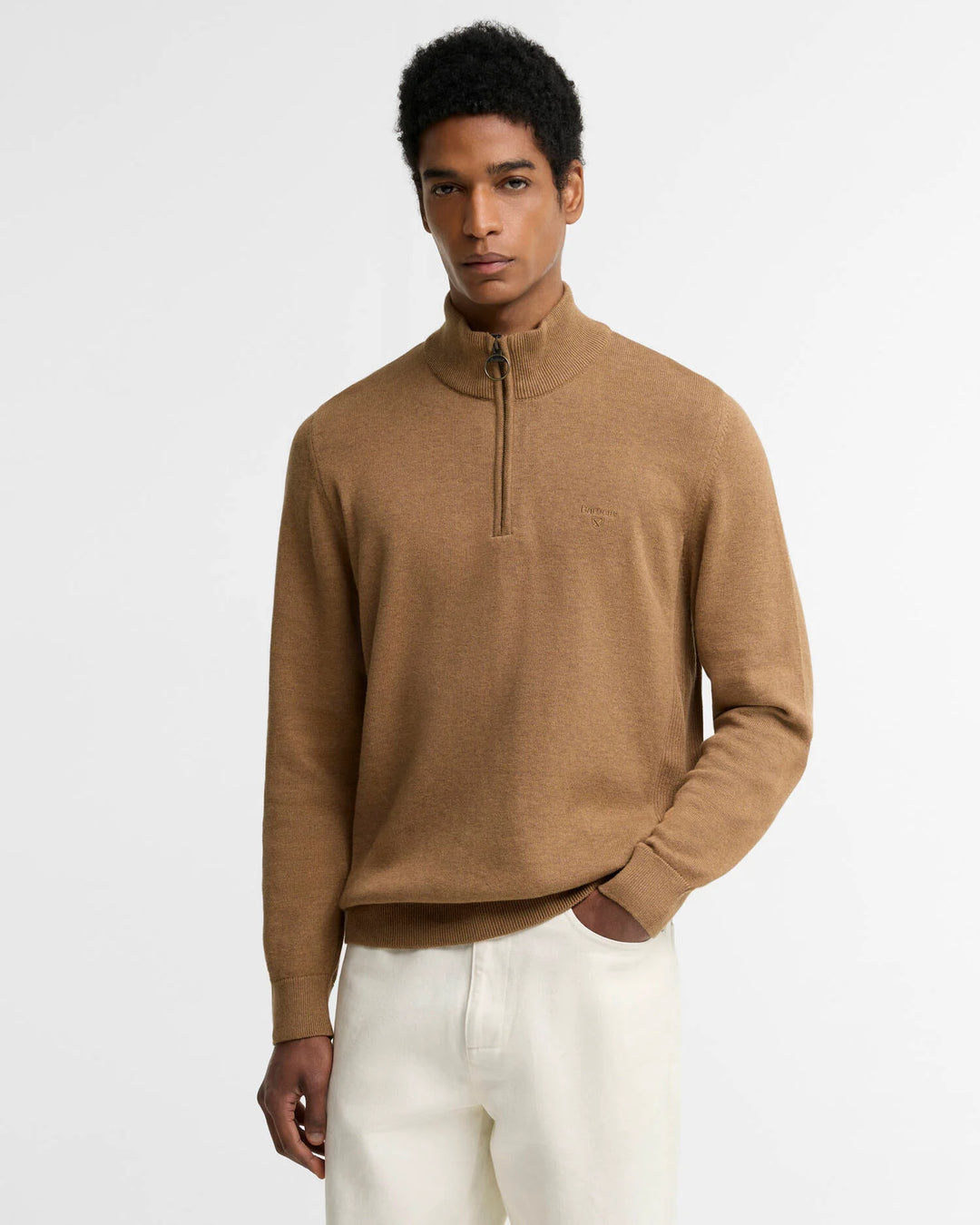 Half Zip Knitted Jumper (Sandstone)