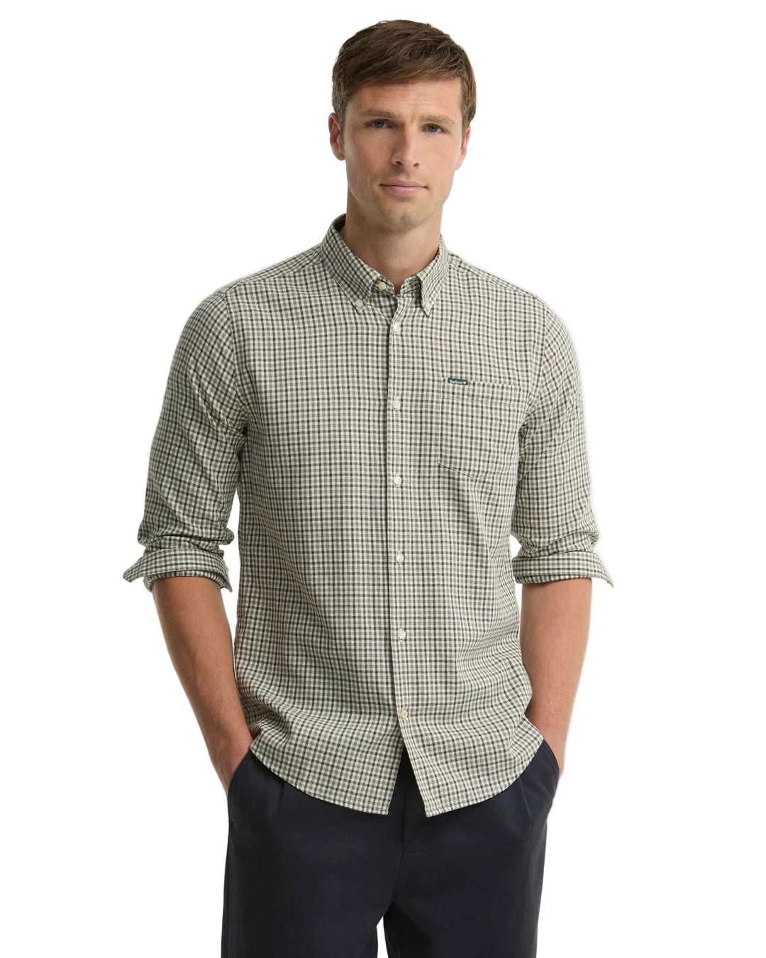 Padshaw Tailored Gingham Shirt (Olive)
