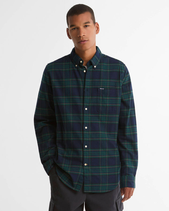 PortdownTailored Checked Shirt (Dark Navy)