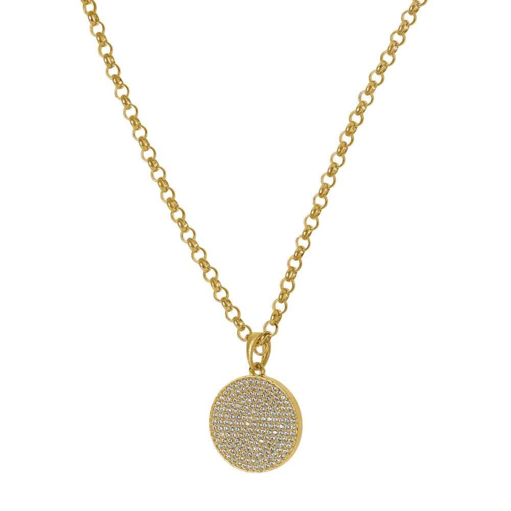 Mirabeaux Pave Long Pendant Necklace (Gold/White Topaz)
