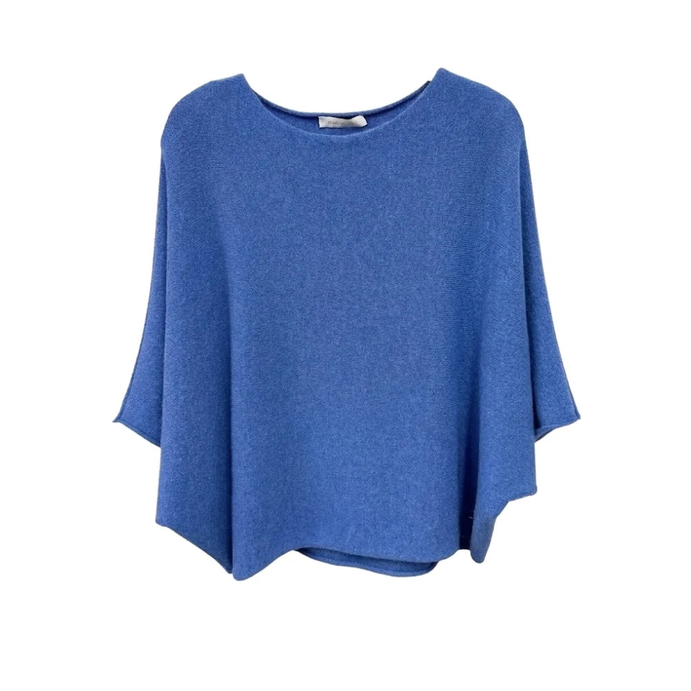 Crew Neck Batwing Sleeve Top (Ocean Blue)