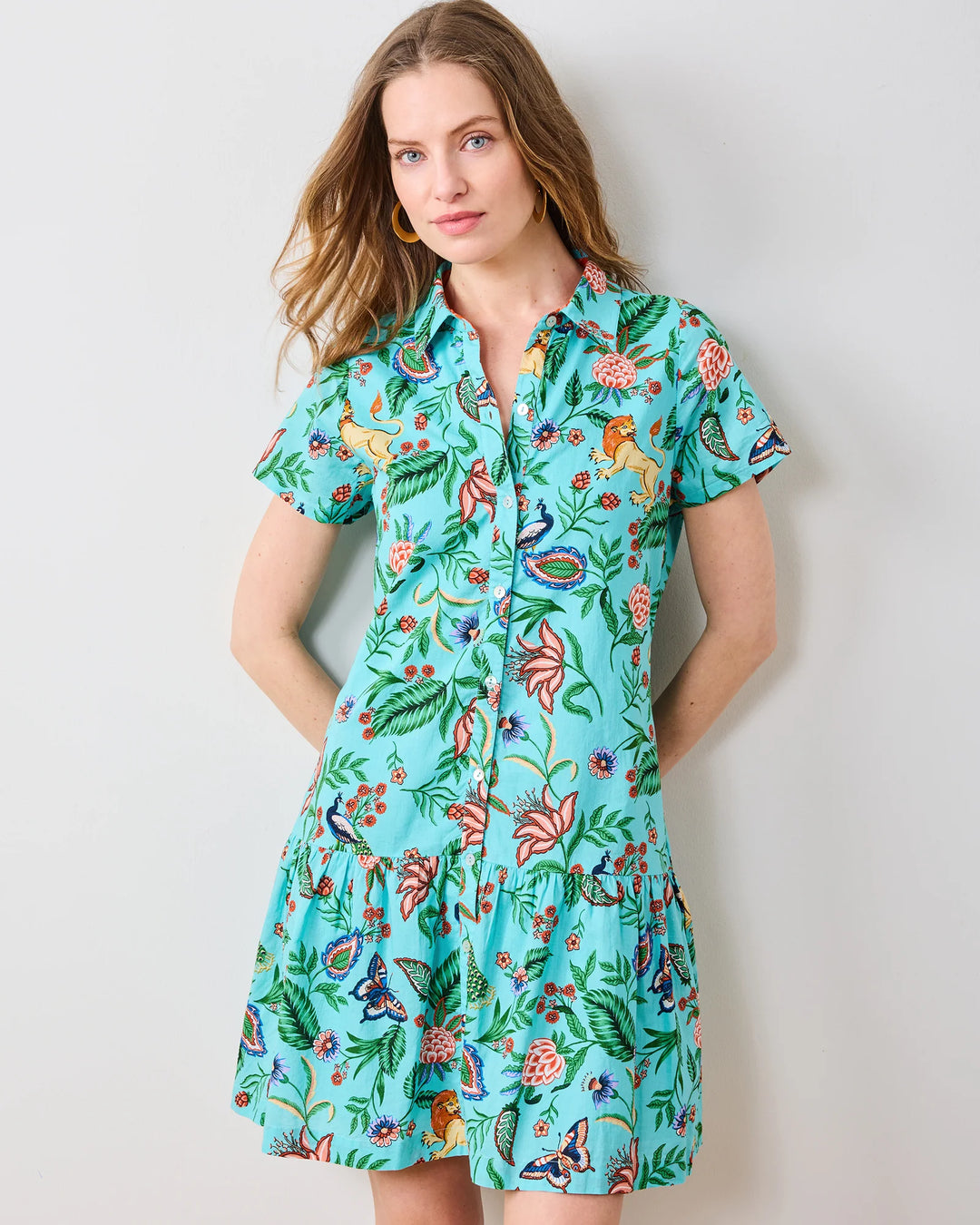 Gracie Dress in Garden District (Caribbean Blue)