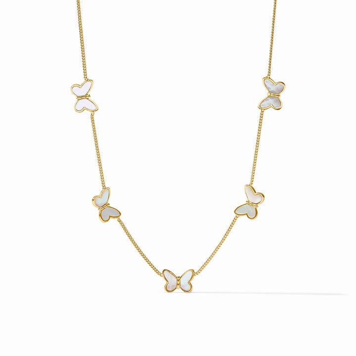 Papillon Delicate Station Necklace (Mother of Pearl)