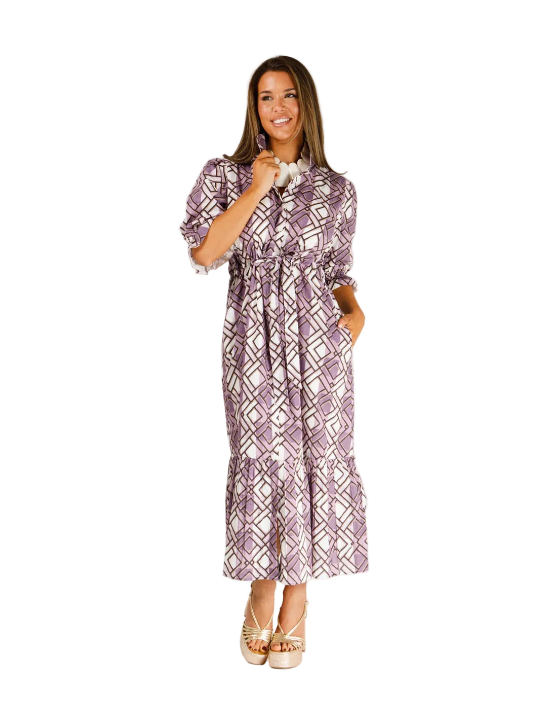 Catherine Dress (Bordeaux Trellis Plaid)