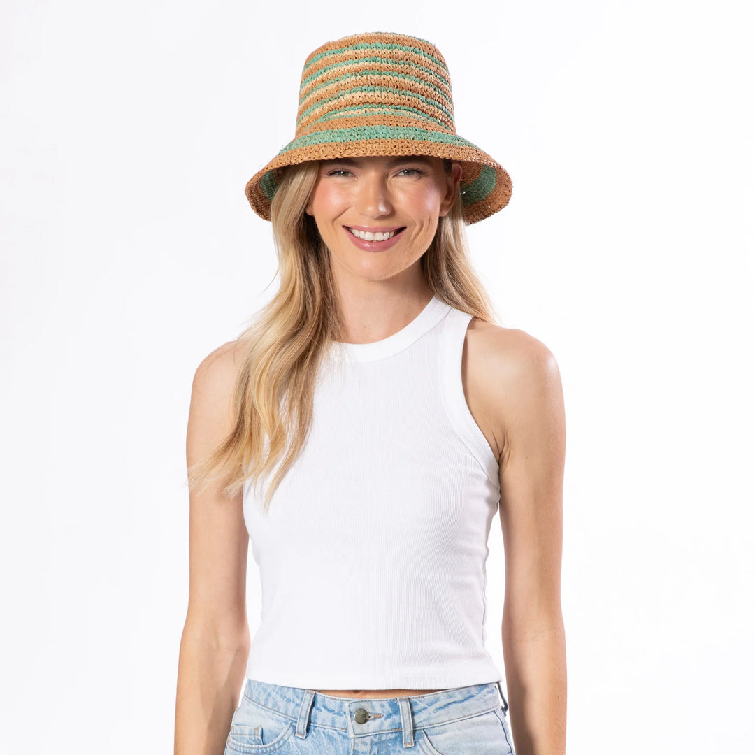 Daisy Sun Hat (Natural/Green)