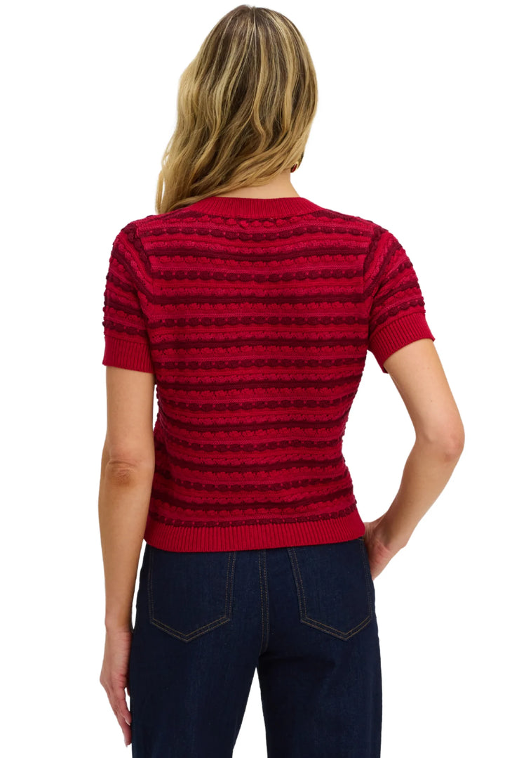 Short Sleeve Adelle Cardigan (Burgundy)