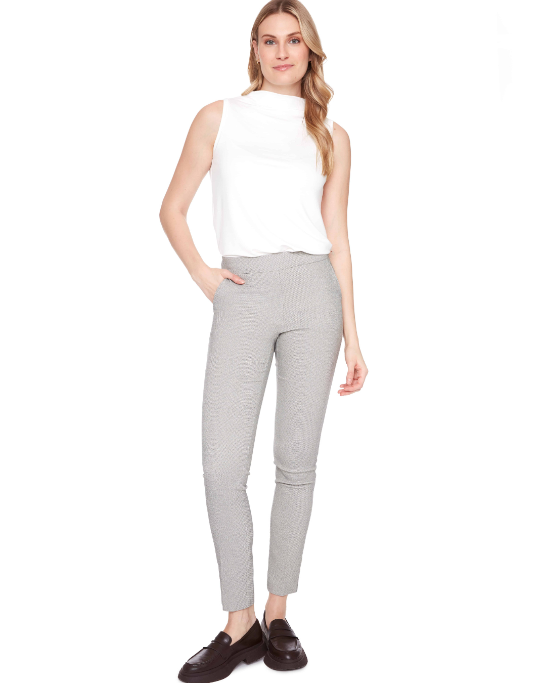 Textured Full Length Pant (Beige)
