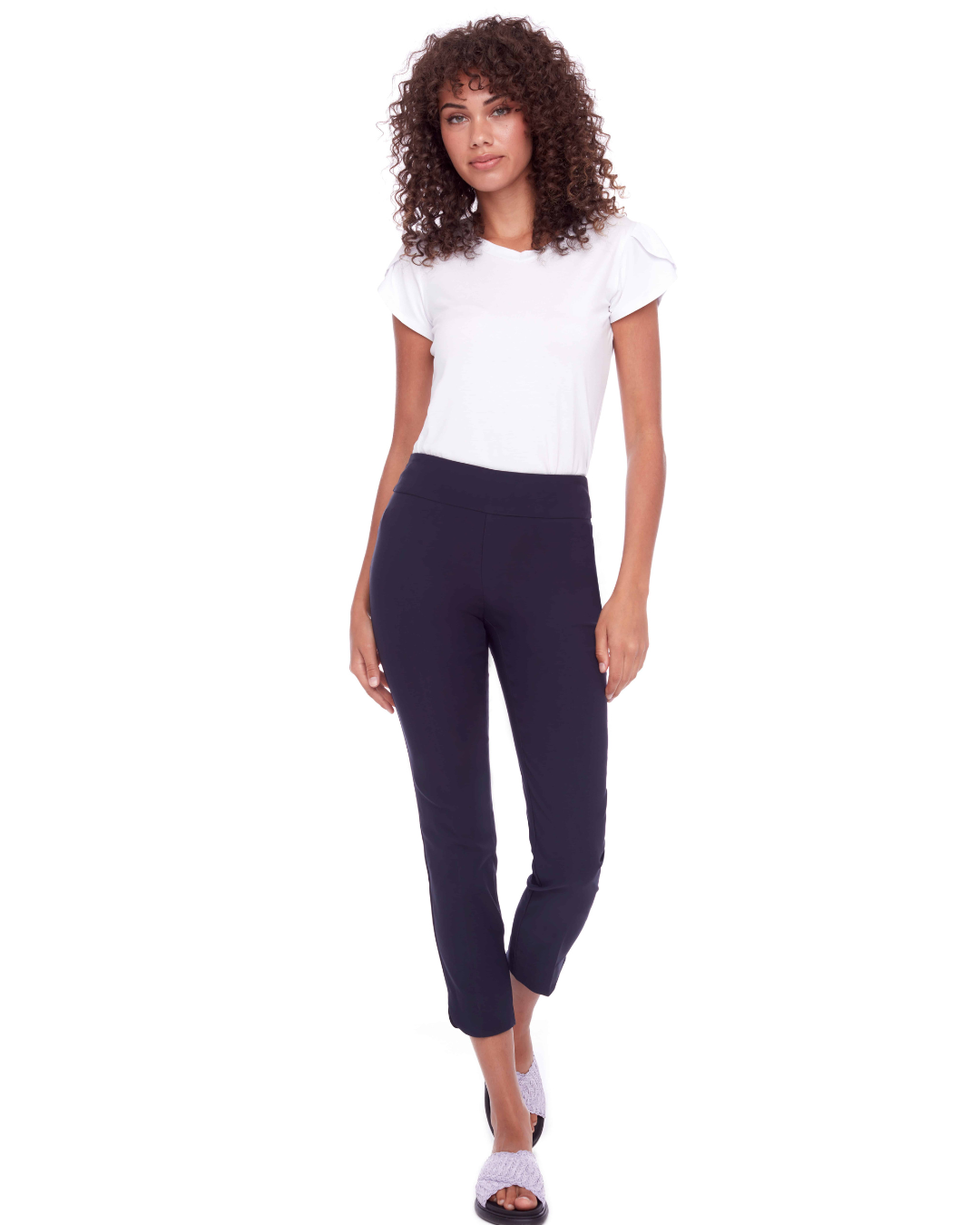 Solid Techno Ankle Pant (Navy)