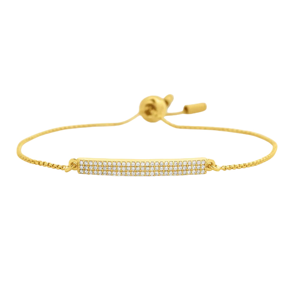 Petite Pave Bar Bracelet (Gold/White Topaz)