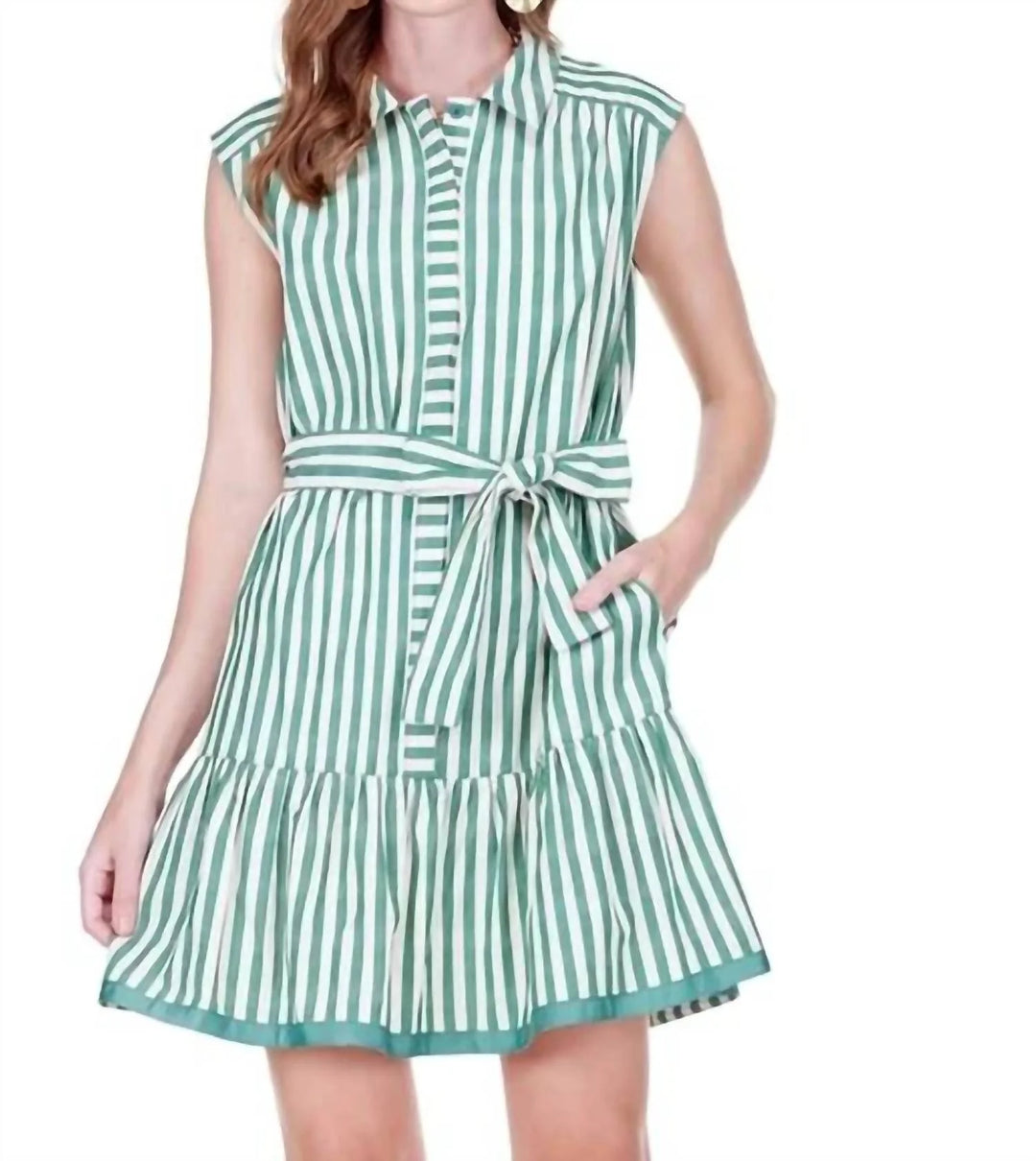 Contrast Shirtdress (Green Stripe)
