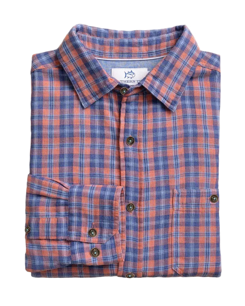 Coral Cove Heather Double Cloth Sportshirt - (Heather Coral Beach)