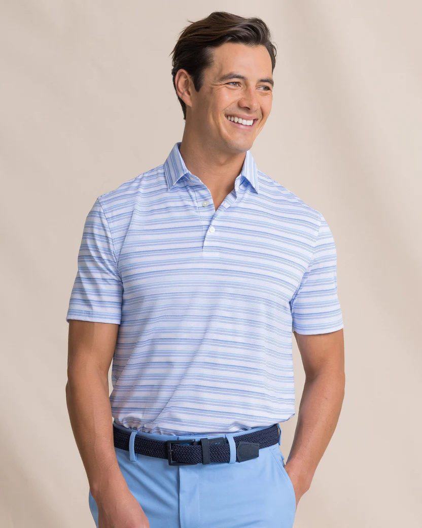 Driver Wild Winds Stripe Polo (Heather Blue Stream)