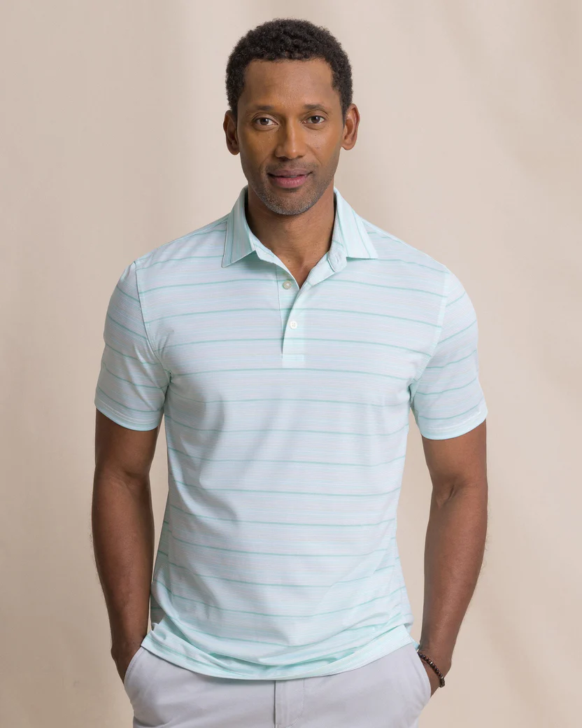 Driver Wild Winds Stripe Polo (Heather Gulf Shore)