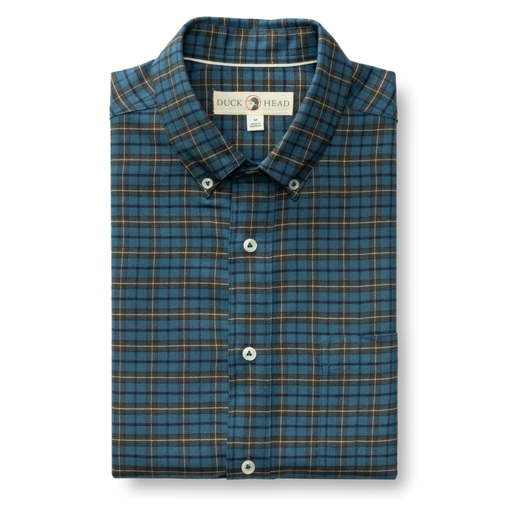 Cotton Flannel Sport Shirt Wexler Plaid (Stormy Teal)