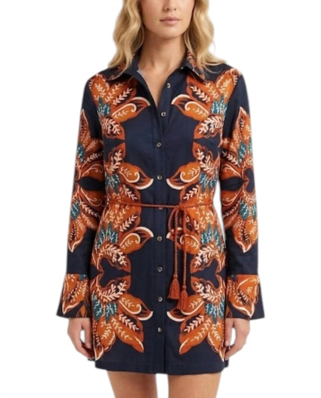Avery Dress (Navy Leaf)