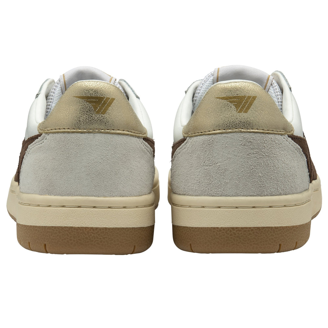 Hawk Sneakers (White/Dark Brown/Gold)