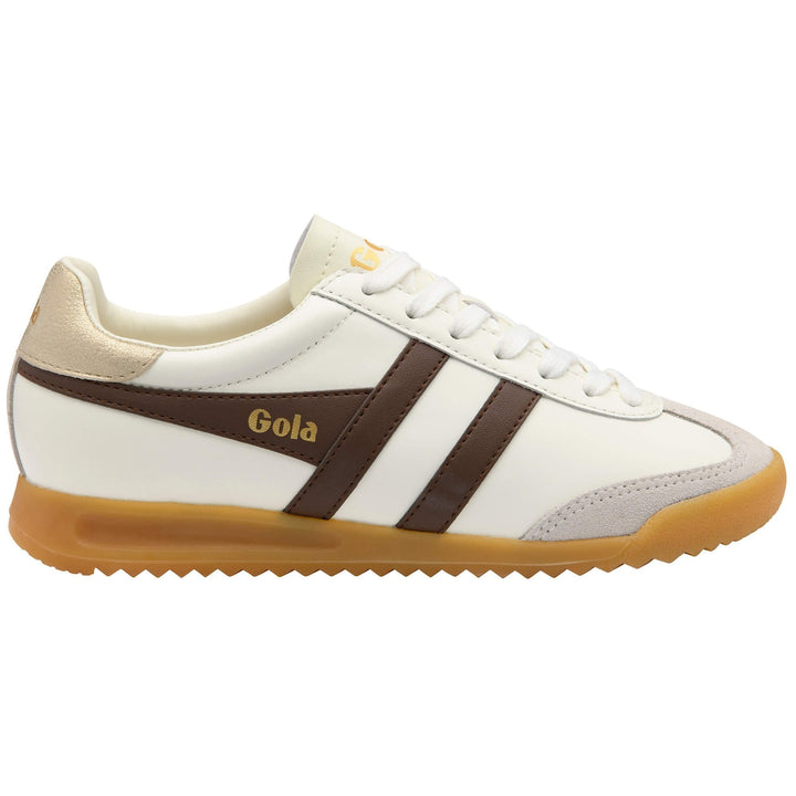 Torpedo Leather Sneakers (Off White/Dark Brown/Gold)