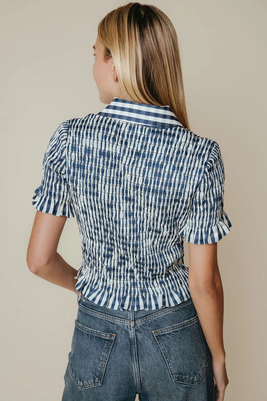 Ziggy Top (Navy &amp; Cream Check)