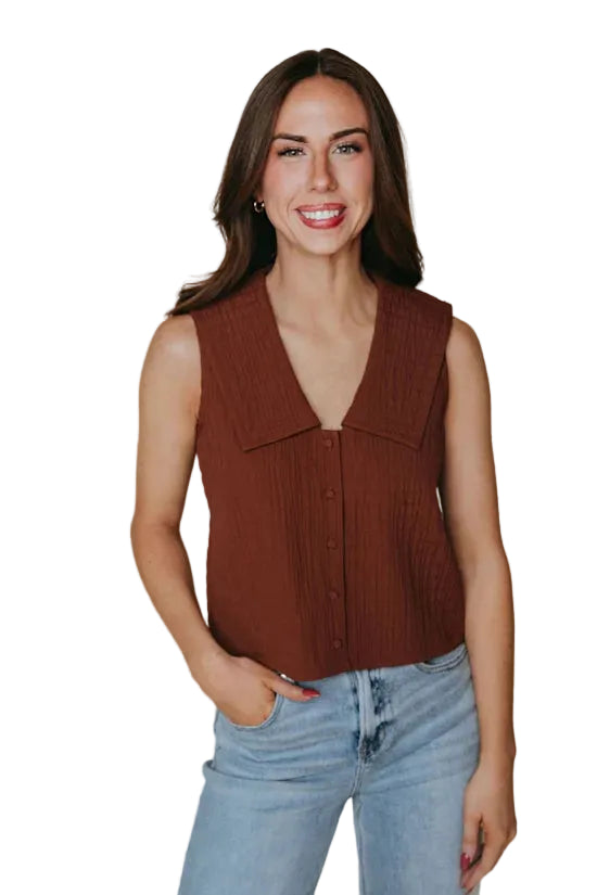 Lynn Top (Brown Textured Fabric)