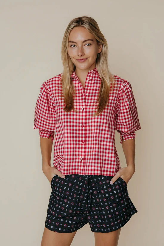 Strahley Top (Red &amp; Cream Check)