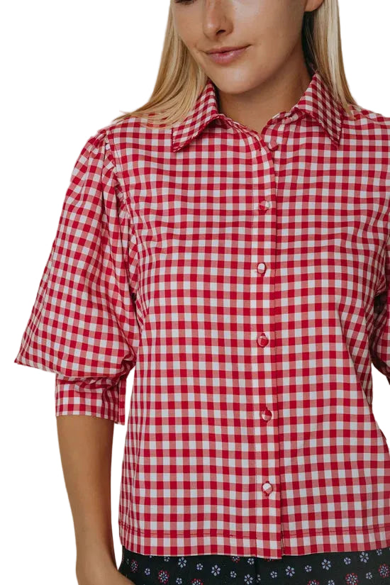 Strahley Top (Red &amp; Cream Check)