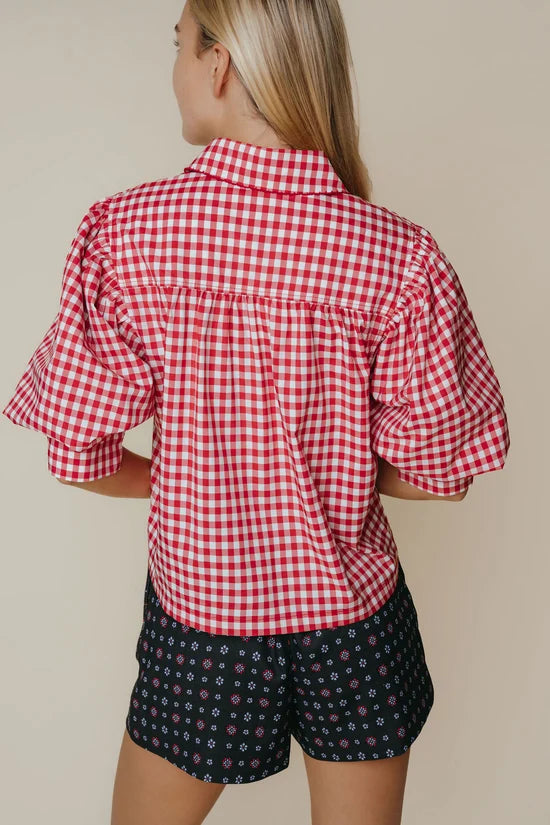 Strahley Top (Red &amp; Cream Check)