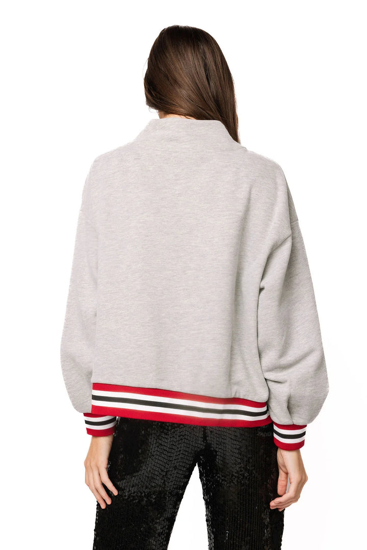 UGA Grey Gingham Mascot Mock Neck Sweatshirt (Multi)