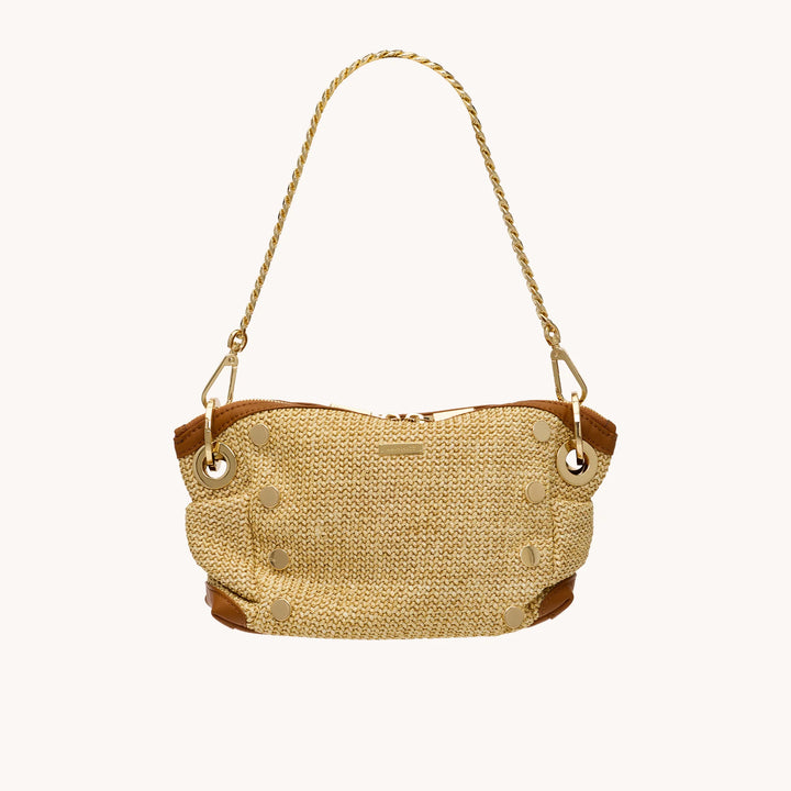 Daniel Crossbody Clutch Small (Cocoa Raffia/Gold)