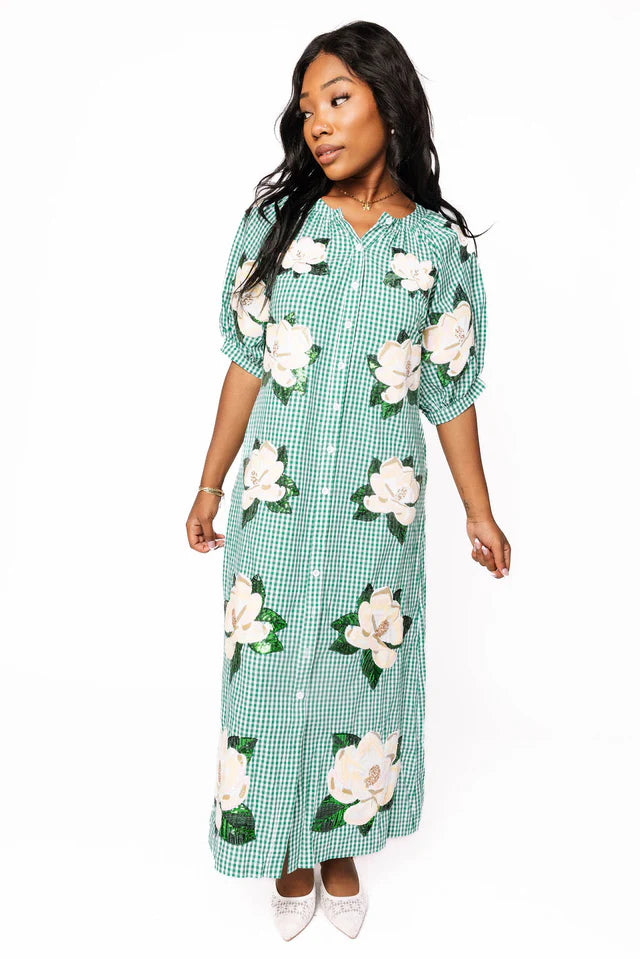 Magnolia Dress (Green/White Gingham)