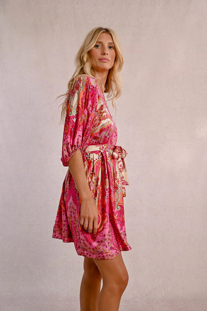 Short Printed Dress (Pink Daphne)