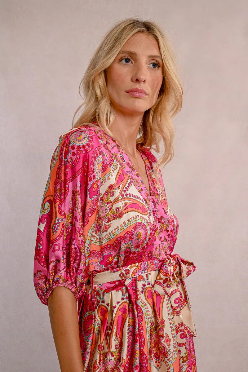 Short Printed Dress (Pink Daphne)